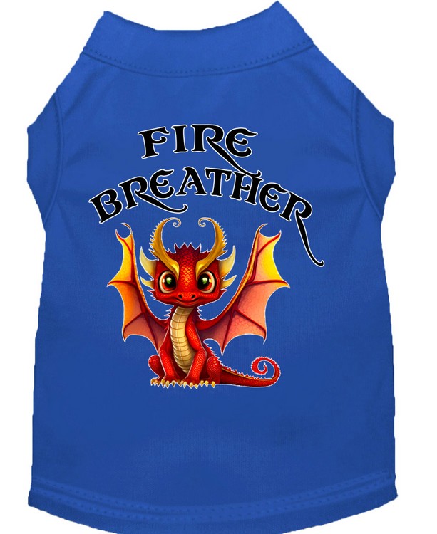 Fire Breather Dragon Screen Print Dog Shirt Blue XS (8)